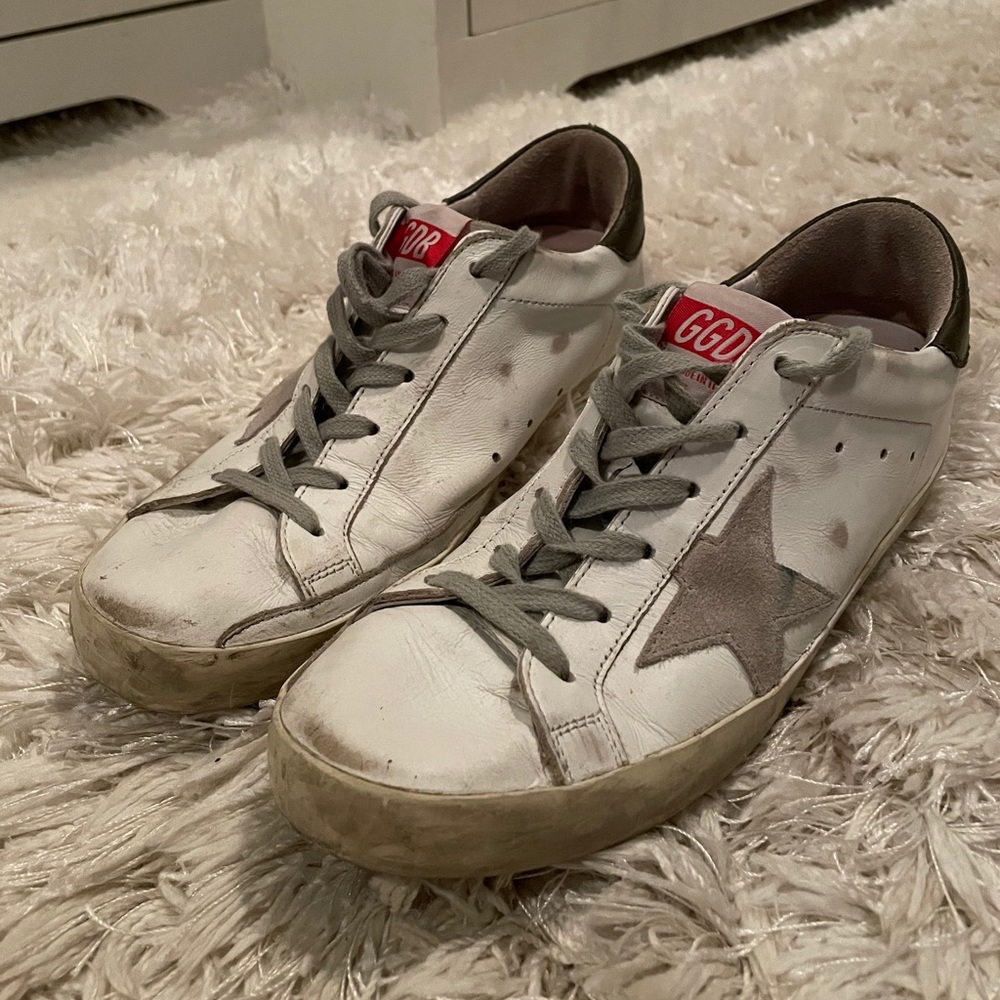 Golden Goose White and Gray Sneakers